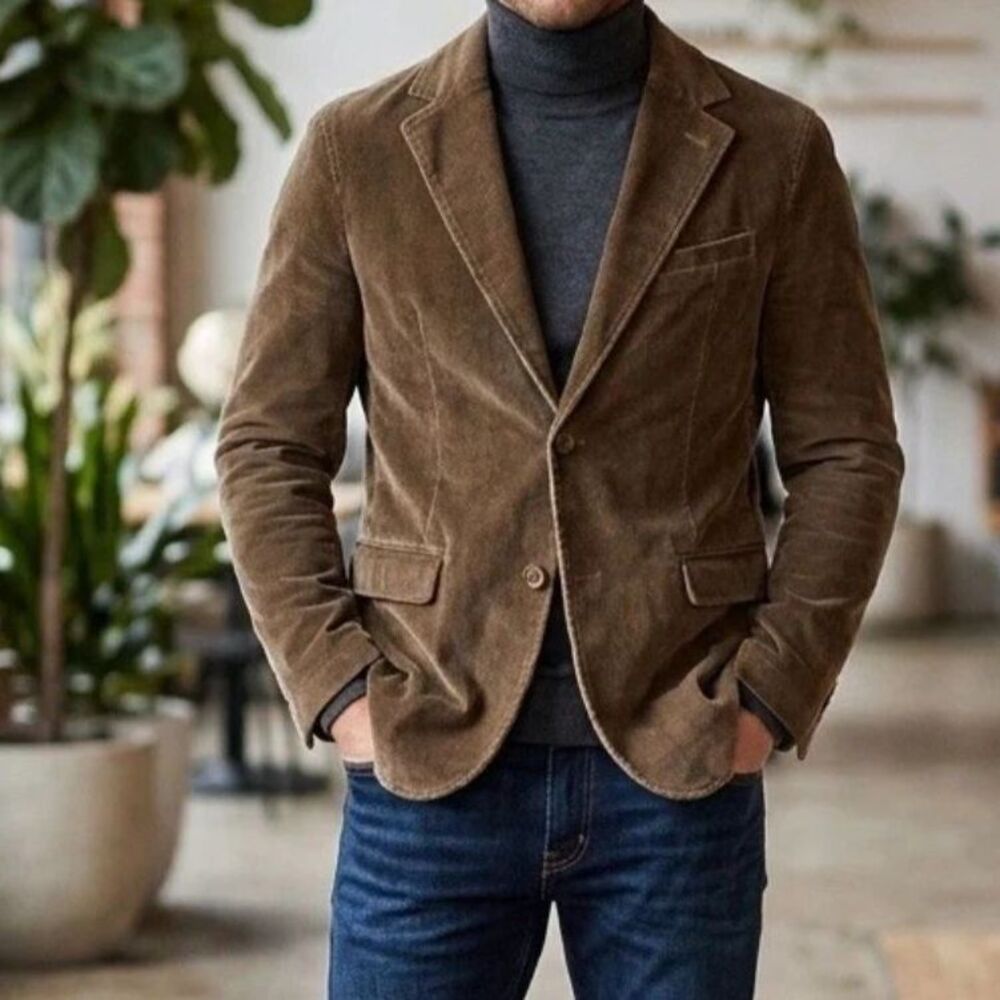 Armani Exchange A|X Corduroy Sport Coat Blazer Casual Jacket Medium Camel Brown